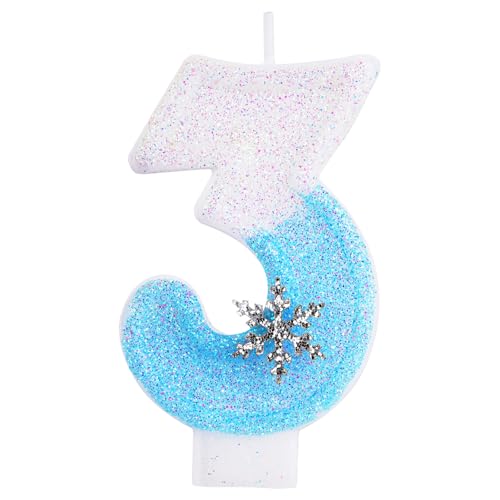 Alaoo Geburtstagskerzen Zahlen 3, glitzernde Zahlenkerze Geburtstag, 3D Blue White mit Schneeflocke Geburtstagskerzen, Kuchen Topper Dekoration Kuchendeko Geburtstag, Partyzubehör Alaoo Geburtstagskerzen Zahlen 3, glitzernde Zahlenkerze Geburtstag, 3D Blue White mit Schneeflocke Geburtstagskerzen, Kuchen Topper Dekoration Kuchendeko Geburtstag, Partyzubehör von Alaoo