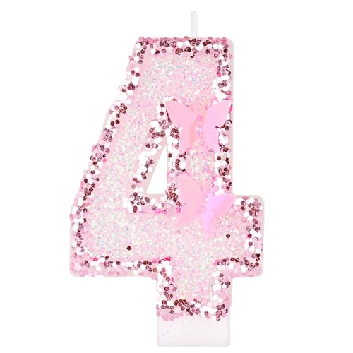 Alaoo Geburtstagskerzen Zahlen 4, Rosa Schmetterling Zahl Kerzen für Kuchen, 3D Schmetterling Geburtstagskerzen,Kuchen Topper Dekoration Kuchendeko Geburtstag,Geburtstagskerzen für Geburtstagsdeko Alaoo Geburtstagskerzen Zahlen 4, Rosa Schmetterling Zahl Kerzen für Kuchen, 3D Schmetterling Geburtstagskerzen,Kuchen Topper Dekoration Kuchendeko Geburtstag,Geburtstagskerzen für Geburtstagsdeko von Alaoo