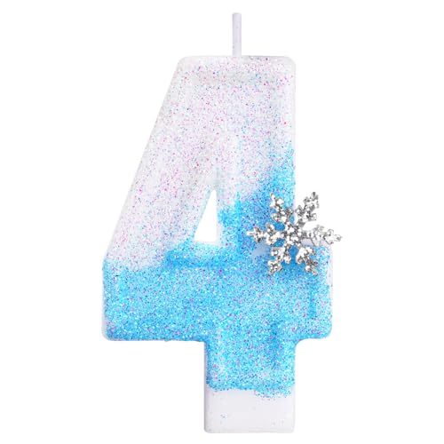 Alaoo Geburtstagskerzen Zahlen 4, glitzernde Zahlenkerze Geburtstag, 3D Blue White mit Schneeflocke Geburtstagskerzen, Kuchen Topper Dekoration Kuchendeko Geburtstag, Partyzubehör Alaoo Geburtstagskerzen Zahlen 4, glitzernde Zahlenkerze Geburtstag, 3D Blue White mit Schneeflocke Geburtstagskerzen, Kuchen Topper Dekoration Kuchendeko Geburtstag, Partyzubehör von Alaoo