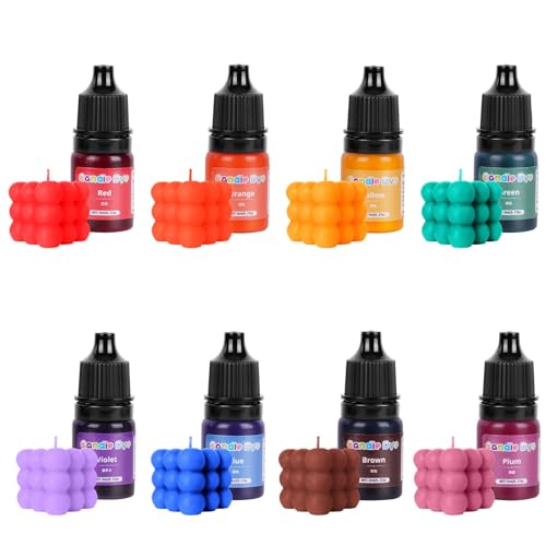 Alaoo Kerzenfarben, 8 Farben Flüssig Kerzen Farbe für DIY Kerze, je 5ml von Alaoo