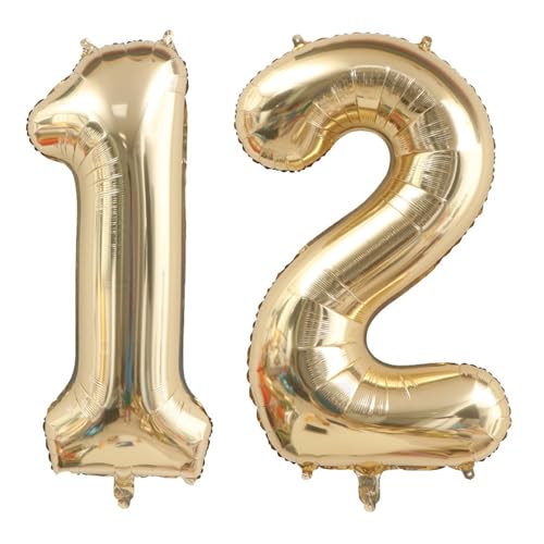 Alaoo Luftballon 12 Geburtstag Zahl, 40 Zoll Gold Creme Folienballon, Riesenzahl Ballon für Mädchen Junge Geburtstag Party Dekoration Jahrestag Dekorationen Alaoo Luftballon 12 Geburtstag Zahl, 40 Zoll Gold Creme Folienballon, Riesenzahl Ballon für Mädchen Junge Geburtstag Party Dekoration Jahrestag Dekorationen von Alaoo