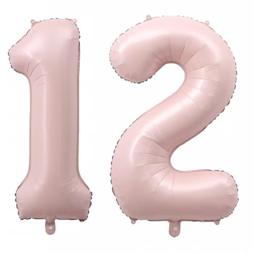 Alaoo Luftballon 12 Geburtstag Zahl, 40 Zoll Rosa Creme Folienballon, Riesenzahl Ballon für Mädchen Junge Geburtstag Party Dekoration Jahrestag Dekorationen Alaoo Luftballon 12 Geburtstag Zahl, 40 Zoll Rosa Creme Folienballon, Riesenzahl Ballon für Mädchen Junge Geburtstag Party Dekoration Jahrestag Dekorationen von Alaoo