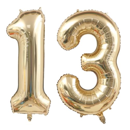 Alaoo Luftballon 13 Geburtstag Zahl, 40 Zoll Gold Creme Folienballon, Riesenzahl Ballon für Mädchen Junge Geburtstag Party Dekoration Jahrestag Dekorationen Alaoo Luftballon 13 Geburtstag Zahl, 40 Zoll Gold Creme Folienballon, Riesenzahl Ballon für Mädchen Junge Geburtstag Party Dekoration Jahrestag Dekorationen von Alaoo