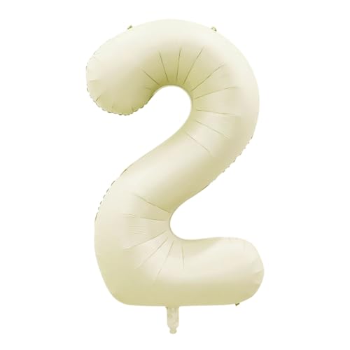 Alaoo Luftballon 2 Geburtstag Zahl, 40 Zoll Weiß Creme Folienballon, Riesenzahl Ballon für Mädchen Junge Geburtstag Party Dekoration Jahrestag Dekorationen von Alaoo