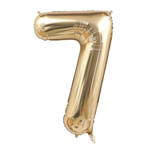 Alaoo Luftballon 7 Geburtstag Zahl, 40 Zoll Gold Creme Folienballon, Riesenzahl Ballon für Mädchen Junge Geburtstag Party Dekoration Jahrestag Dekorationen von Alaoo