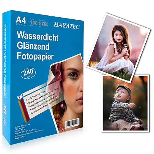 100 Blatt Fotopapier A4 hoch glänzend tintenstrahldrucker 240g/m² fotopapier Fotokarten Photokarten Sofort Trocken Wasserfest Hochweiß fotoblätter von Alaskaprint