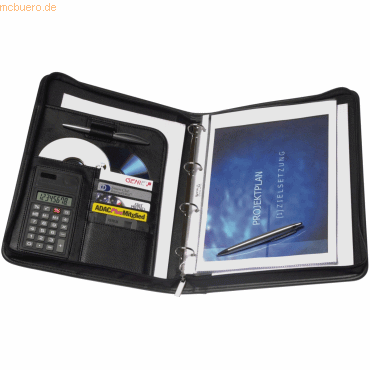 Alassio Schreibmappe A4 mit Rechner schwarz Alassio Schreibmappe A4 mit Rechner schwarz von Alassio