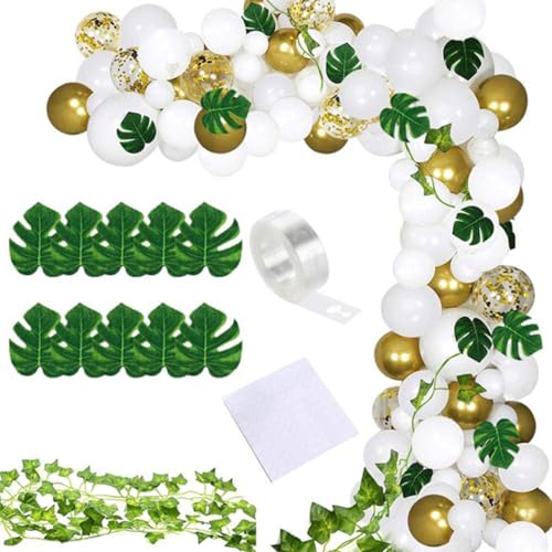 Alasum Dekoration Für Geburtstagsbankette Und Hochzeiten – 124-teiliges Rattan-monstera-luftballonset Latex- Und Metallballons Partyzubehör von Alasum