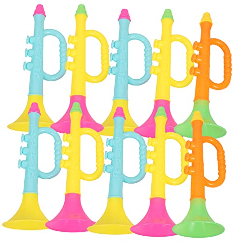 Alasum Musikspielzeug Für Die Frühe Erziehung – 10-teiliges Trompetenspielzeug Für Kinder Simuliertes Hornspielzeug Hornspielzeug Für Kinder Lustiges Pädagogisches Trompetenset von Alasum