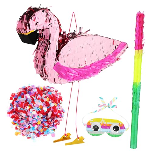 Alasum 1Satz Flamingo Pinata Große Piñata mit Stick und Augenmaske für Kindergeburtstage Sichere und Einfache Verwendung Füllteile Deko für Feiern von Alasum