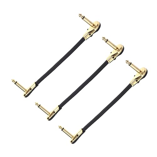 Alasum 3 STÜCKE Rechteckige Instrumentenkabel für Gitarre und Keyboard Sauerstofffreies Kupfer Doppelt Geschirmt Goldbeschichtete Heavy Duty Stecker Gerader zu Rechtwinkligem Rauscharm von Alasum