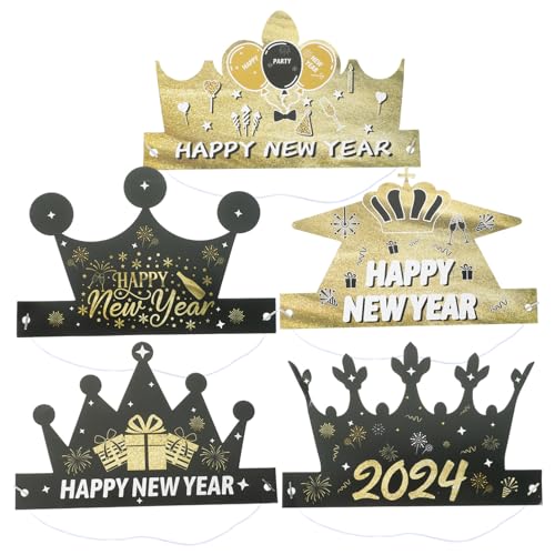 Alasum 6 Stück „Frohes Neues Jahr“-Partyhüte Ausgefallene Papierkronenhüte Für Das Neue Jahr Silvesterkappen Verstellbare Hüte Für Erwachsene Kinder Silvesterpartygeschenke von Alasum