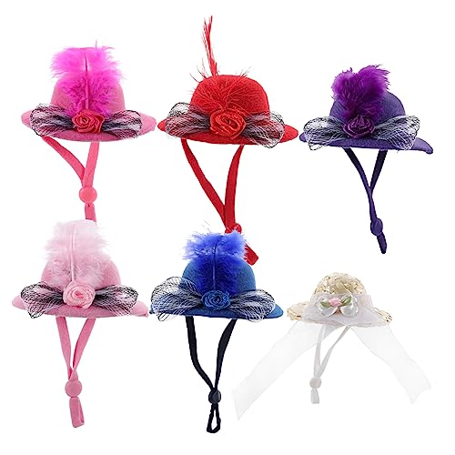 Alasum 6-teilige Miniatur-puppenhüte Elegante Prinzessinnen-blumenkappe Zum Basteln Winzige Hüte Für Puppen Haustier-Kopfbedeckungen Für Teeparty-Dekorationen von Alasum