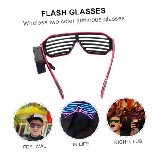 Alasum LED Partybrille mit Zweifarbigen Blinkenden Kunststoffgläsern Leuchtende Flashing Brille für Karneval Club und Festival Bunte Neon Partybrillen ohne Batterien Zufällige Farbe von Alasum