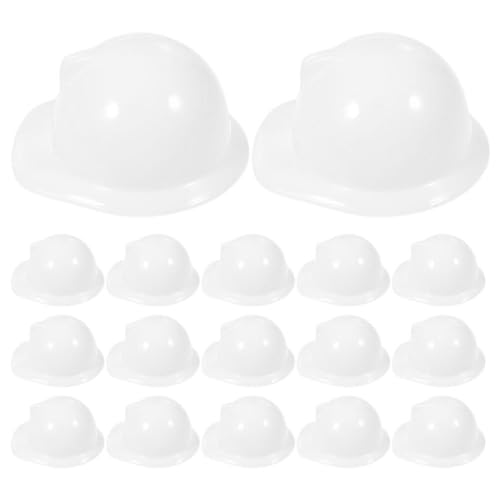 Alasum Mini-Bau-Hut 40 Stück Mini-Bau-Puppenhelm Plastikflaschen-Topper Hüte Kleine Tiere Kappen Für Verkleidungen Spielen Party-Zubehör Weiß von Alasum
