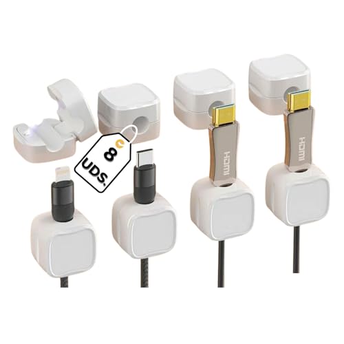 Alburan Kabel-Organizer für den Schreibtisch, mit Magnetverschluss, 8 Stück, selbstklebend, für Schreibtisch, Kabelhalter, Kabelhalter, Kabelaufwicklung, Weiß von Alburan