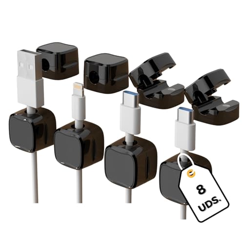 Alburan Kabel-Organizer für den Schreibtisch, mit Magnetverschluss, 8 Stück, selbstklebend, für Schreibtisch, Kabelhalter und Kabelhalter für Tisch, Kabelaufwicklung von Alburan
