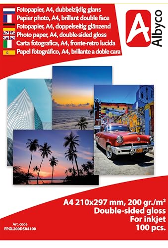 Albyco Fotopapier Inkjet A4 glänzend 200 gr/m², 2-seitig, verpackt pro 100 Blatt von Albyco