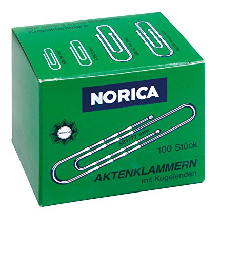 Norica 2262 - Briefklammern mit Kugelenden, geschwellt, 77 mm, 100 Stück von Alco-Albert