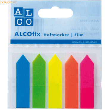 Alco Haftmarker Pfeil 12x50mm VE=125 Blatt 5 Farben von Alco