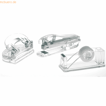 Alco Schreibtischset Acryl Klebebandabroller / Locher / Heftgerät von Alco
