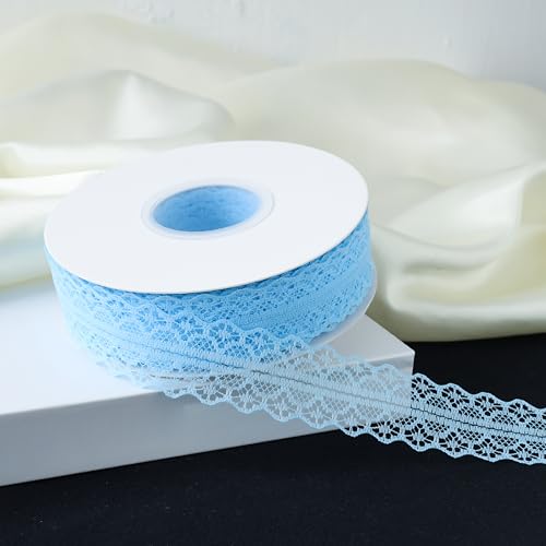 45,7 m Spitzenbordüre, 3,1 cm breit, Vintage-Spitzenbänder für Geschenkverpackungen, Blumenband, Hochzeitsdekoration und Basteln, Nähen (blau, 45,7 m) von Alcoztily