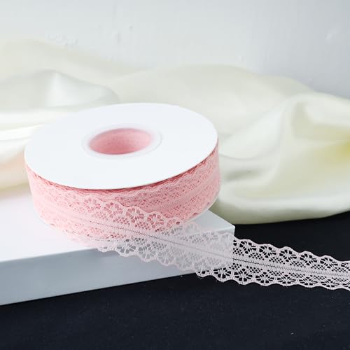 45,7 m Spitzenbordüre, 3,1 cm breit, Vintage-Spitzenbänder für Geschenkverpackungen, Blumenband, Hochzeitsdekoration & DIY, Basteln, Nähen (Rosa, 45,7 m) von Alcoztily