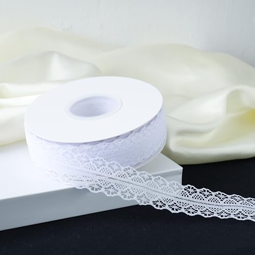 45,7 m Spitzenbordüre, 3,1 cm breit, Vintage-Spitzenbänder für Geschenkverpackungen, Blumenband, Hochzeitsdekoration & DIY, Basteln, Nähen (weiß, 45,7 m) von Alcoztily