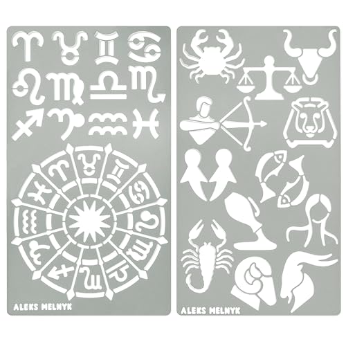 Aleks Melnyk #29 Schablonen, Metall Vorlagen for Painting, Sternzeichen, Zodiac Sign, 2 Stück, Kunst Projekte, Stencil für Scrapbooking und Zeichnen, Brandmalerei Schablone, Basteln, Bullet Journaling Aleks Melnyk #29 Schablonen, Metall Vorlagen for Painting, Sternzeichen, Zodiac Sign, 2 Stück, Kunst Projekte, Stencil für Scrapbooking und Zeichnen, Brandmalerei Schablone, Basteln, Bullet Journaling von Aleks Melnyk