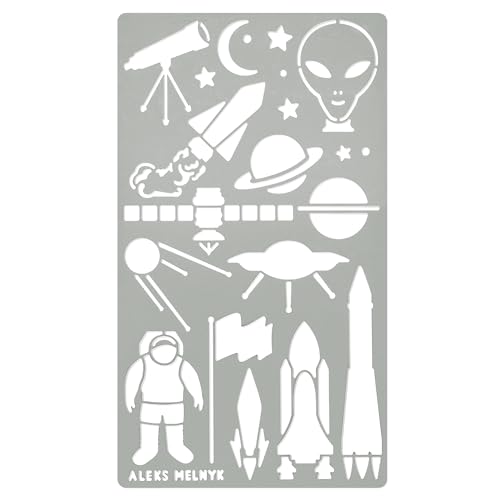 Aleks Melnyk No.23 Schablone, Metall Vorlagen for Painting, Rakete, UFO, Symbole, 1 Stück, DIY Kunst Projekte, Stencil für Scrapbooking und Zeichnen, Brandmalerei Schablone, Basteln, Bullet Journaling Aleks Melnyk No.23 Schablone, Metall Vorlagen for Painting, Rakete, UFO, Symbole, 1 Stück, DIY Kunst Projekte, Stencil für Scrapbooking und Zeichnen, Brandmalerei Schablone, Basteln, Bullet Journaling von Aleks Melnyk