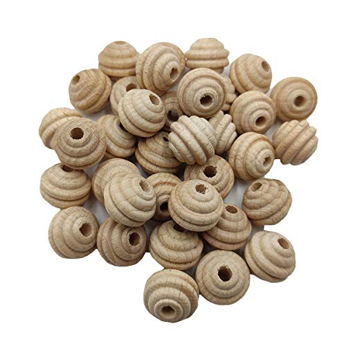 16 mm Buchenholzperlen, lose Holz-Wabenperlen, Heimdekoration, Zubehör, DIY, Handwerk für Schmuckherstellung (Gewinde, 50 Stück) von Alenybeby