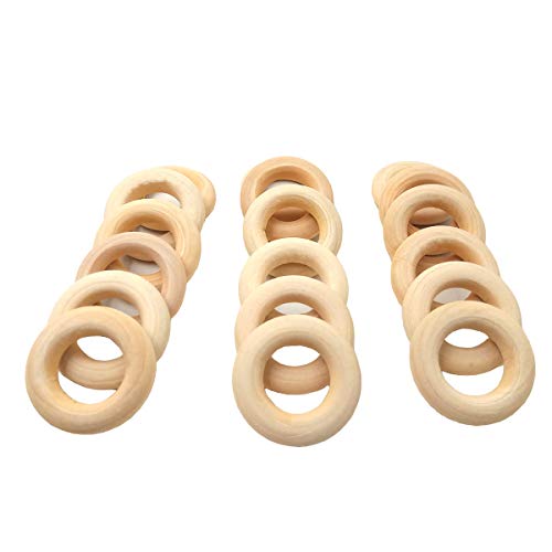 30 mm unlackierte Naturholzringe, glatte 3 cm Holzkreise für Bastelarbeiten, Ringanhänger und Verbindungsstücke, Schmuckherstellung, 50 Stück von Alenybeby