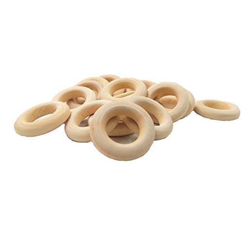 30 mm unlackierte Naturholzringe, glatte 3 cm Holzkreise für Bastelarbeiten, Ringanhänger und Verbindungsstücke, Schmuckherstellung (100 Stück) von Alenybeby