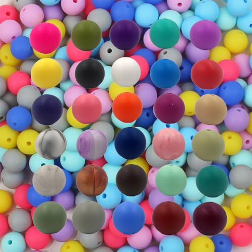 Alenybeby 100 Stück Silikonperlen, 15 mm, runde Fokusperlen, Bonbonfarben, lose Perlen für Schlüsselanhänger, Stifte, Bastelbedarf Alenybeby 100 Stück Silikonperlen, 15 mm, runde Fokusperlen, Bonbonfarben, lose Perlen für Schlüsselanhänger, Stifte, Bastelbedarf von Alenybeby