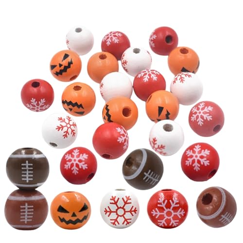 Alenybeby 100 Stück gemischte Holzperlen für Halloween-Zubehör, bunte runde Holzperlen für Schlüsselanhänger, Weihnachten, handgefertigter Schmuck Alenybeby 100 Stück gemischte Holzperlen für Halloween-Zubehör, bunte runde Holzperlen für Schlüsselanhänger, Weihnachten, handgefertigter Schmuck von Alenybeby