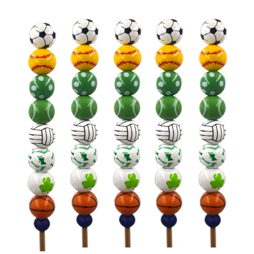 Alenybeby 120 Stück gemischte 16 mm Sportperlen für DIY-Schmuckherstellung, Holz, winzige Baseball, Basketball, Fußball, Volleyballperlen für Schlüsselanhänger, Basteln Alenybeby 120 Stück gemischte 16 mm Sportperlen für DIY-Schmuckherstellung, Holz, winzige Baseball, Basketball, Fußball, Volleyballperlen für Schlüsselanhänger, Basteln von Alenybeby