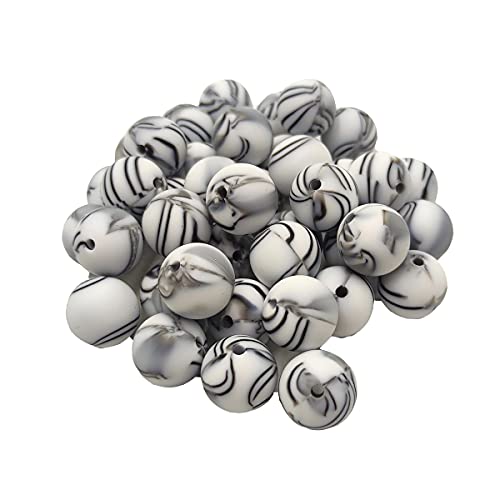 Alenybeby 50stk Zebra Color 15mm Silikon Perle Perlen für Erwachsene Schlüsselanhänger Frau Armband Schmuck Perlen Kit DIY Handwerk Zubehör Home Dekoration Halskette Alenybeby 50stk Zebra Color 15mm Silikon Perle Perlen für Erwachsene Schlüsselanhänger Frau Armband Schmuck Perlen Kit DIY Handwerk Zubehör Home Dekoration Halskette von Alenybeby