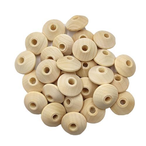Alenybeby Abakus-Perlen aus Naturholz, zum Basteln, 24 x 13 mm mit 5 mm Loch, runde Abstandshalter-Form für Schmuckherstellung, 100 Stück Alenybeby Abakus-Perlen aus Naturholz, zum Basteln, 24 x 13 mm mit 5 mm Loch, runde Abstandshalter-Form für Schmuckherstellung, 100 Stück von Alenybeby