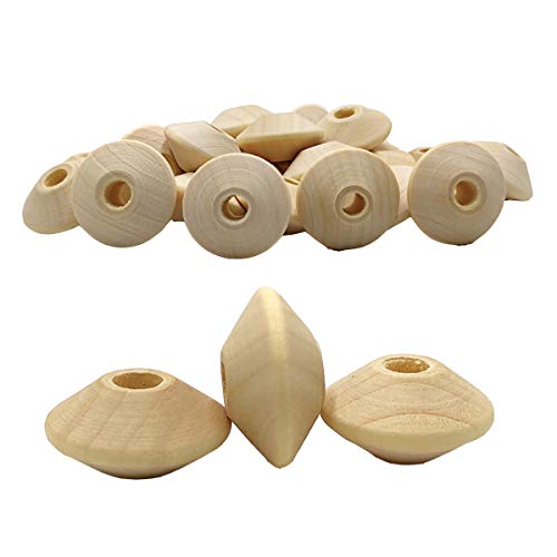 Alenybeby Holz Kugelschreiber 24 mm unvollendete lose Holz Runde Abstandsform Perle Heimwerken handgefertigte Lanyards Herstellung (24 x 13 mm 50) von Alenybeby