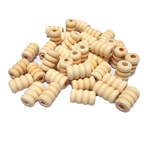 Alenybeby Holzfarbene Gewindeperlen, lose, 20 mm, Holz-Wabenperlen, Heimdekoration, Bastelzubehör für Schmuckherstellung, 14 mm, 8 mm, 100 Stück von Alenybeby