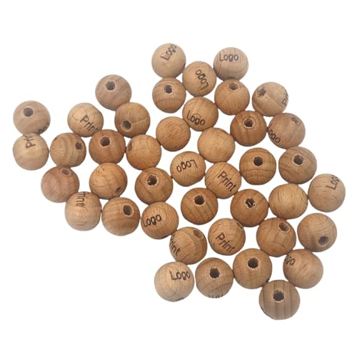 Alenybeby Natürliche Buchenholz Runde Perlen 12mm-14mm 100 Stück Personalisierter Logo-Druck DIY Handwerk Spacer Perlen (14mm Rund) von Alenybeby