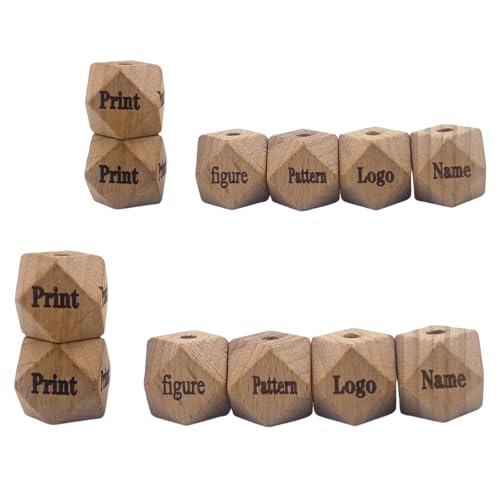 Alenybeby Natürliche sechseckige Holzperlen mit aufgedrucktem Buchstabenmuster, unlackiertes Buchenholz, facettiert, Abstandshalter zum Basteln, 50 Stück (18 mm - 50) von Alenybeby