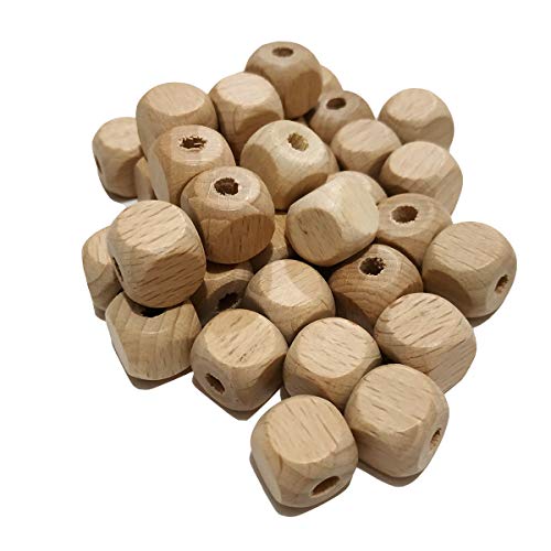Alenybeby Quadratische Perlen aus natürlichem Buchenholz, 10 mm, 100 Stück, 3 mm Loch, für DIY-Schmuckherstellung und Handwerk (12 mm quadratisch) von Alenybeby