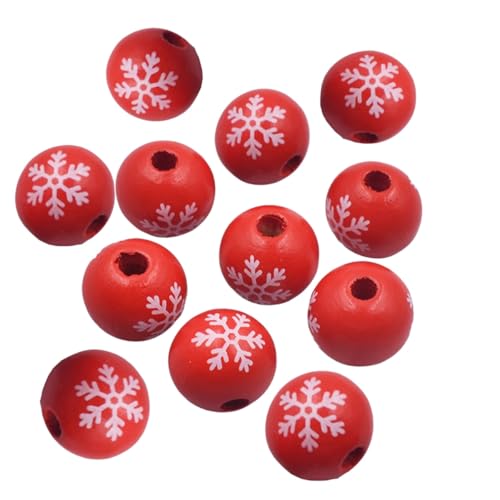 Alenybeby Rote Holzperlen mit Schneeflockenmuster für Schlüsselanhänger, 16 mm, runde Holzperlen, Basteln, Bauernhaus, Heimdekoration, 100 Stück Alenybeby Rote Holzperlen mit Schneeflockenmuster für Schlüsselanhänger, 16 mm, runde Holzperlen, Basteln, Bauernhaus, Heimdekoration, 100 Stück von Alenybeby