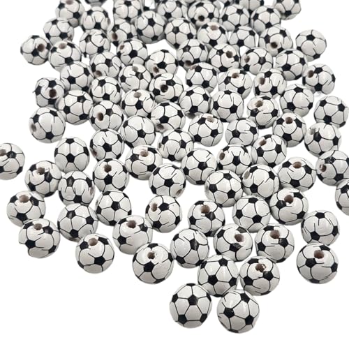 Alenybeby Runde Fußballperlen aus Holz, 16 mm, für Schlüsselanhänger, Basteln, Bauernhaus, Party-Dekoration, 120 Stück Alenybeby Runde Fußballperlen aus Holz, 16 mm, für Schlüsselanhänger, Basteln, Bauernhaus, Party-Dekoration, 120 Stück von Alenybeby