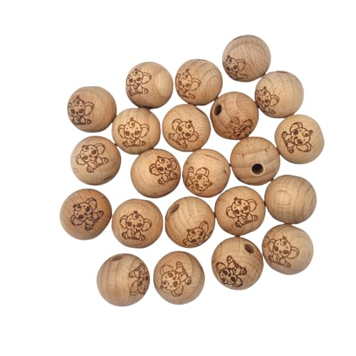 Alenybeby Runde Holzperlen mit Elefantenmuster, rund, niedliche Blumen, Bauernhaus, dekorative Perlen für Schmuck-Girlanden, Basteln, 16 mm, 100 Stück Alenybeby Runde Holzperlen mit Elefantenmuster, rund, niedliche Blumen, Bauernhaus, dekorative Perlen für Schmuck-Girlanden, Basteln, 16 mm, 100 Stück von Alenybeby