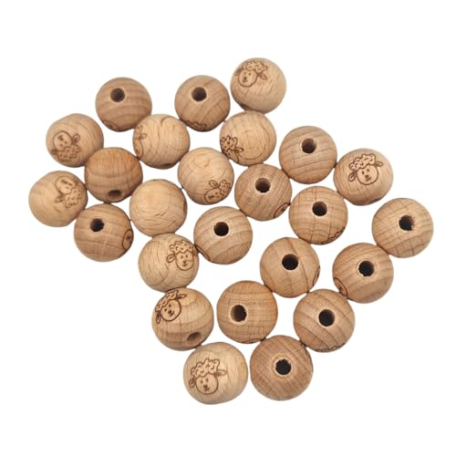 Alenybeby Runde Perlen aus Buchenholz, bedruckt, Schaf, Laserdruck, 18 mm, Tiermotiv, Abstandshalter für Schlüsselanhänger, Armband, Halskette, DIY, Stiftperlen, 100 Stück Alenybeby Runde Perlen aus Buchenholz, bedruckt, Schaf, Laserdruck, 18 mm, Tiermotiv, Abstandshalter für Schlüsselanhänger, Armband, Halskette, DIY, Stiftperlen, 100 Stück von Alenybeby