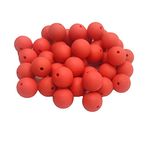 Alenybeby Runde Silikon-Perlen für Stift, 12 mm mit 2 mm Loch, 100 Stück, einfarbig, Bastelgummi, runde Perlen für Schlüsselanhänger, Fusion Coral, 12 Stück von Alenybeby