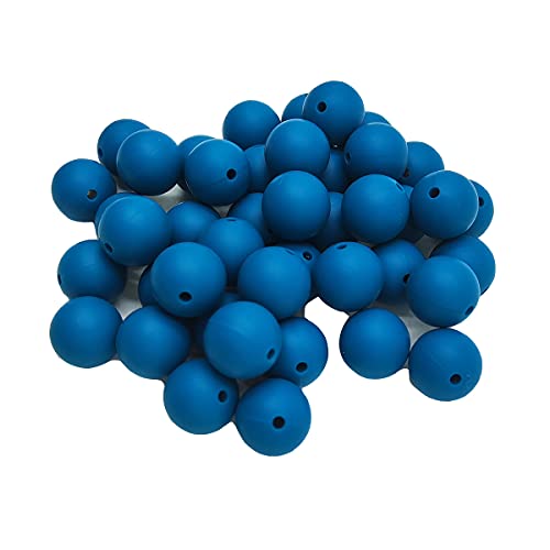 Alenybeby Runde Silikon-Perlen für Stift, 12 mm mit 2 mm Loch, 100 Stück, einfarbig, Bastelgummi, runde Perlen für Schlüsselanhänger (Biscay Bay, 12) von Alenybeby