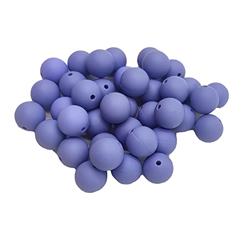 Alenybeby Runde Silikon-Perlen für Stift, 12 mm mit 2 mm Loch, 100 Stück, einfarbig, Bastelgummi, runde Perlen für Schlüsselanhänger (Brunnera-Blau, 12) von Alenybeby
